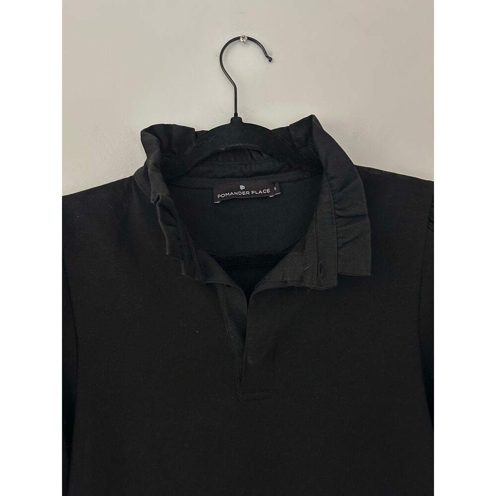 Pomander Place Tuckernuck Charlotte Terry Dress Black Ruffle Collar 3/4 Sleeves - Picture 5 of 9